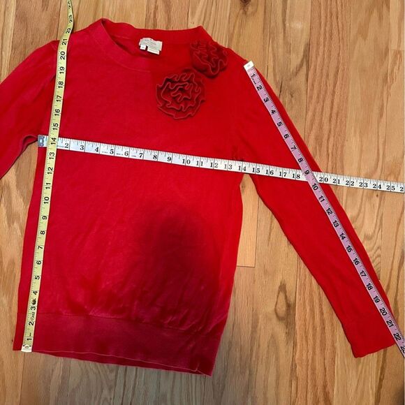 Kate Spade Red Floral Rosette Applique Sweater S Cashmere Blend Coquette Holiday - Picture 10 of 12